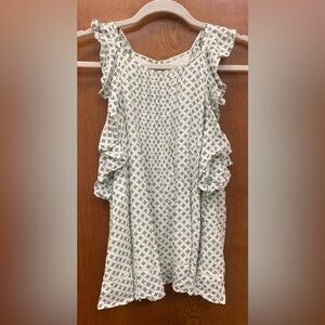 Abercrombie and Fitch white/blue ruffled blouse size medium